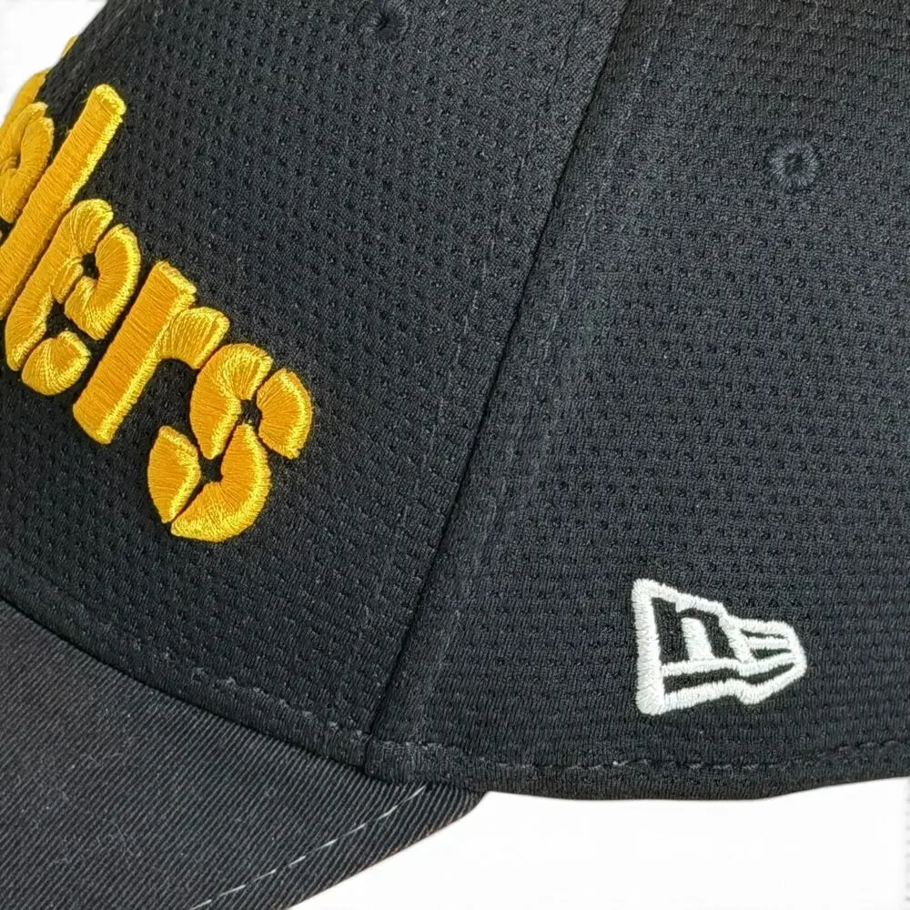 Pittsburgh Steelers New Era 39THIRTY Hat NFL Black Gold Stretch Fit Cap Size S/M